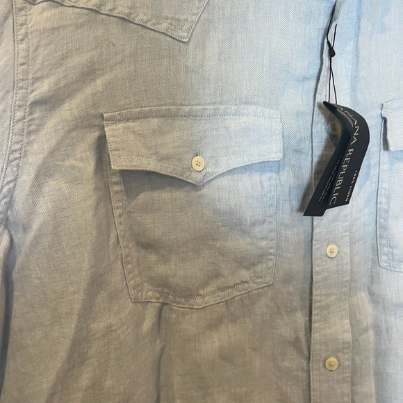 Banana Republic Linen Western Shirt, Light Blue, XL NWT - Picture 8 of 9